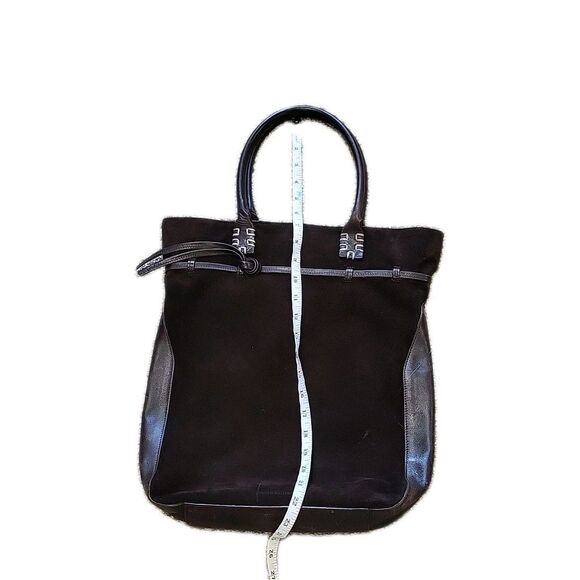 Vtg Press & Bastyan Italian Leather suede Dark Brown Tote Bag Large Rare EUC - Picture 3 of 16